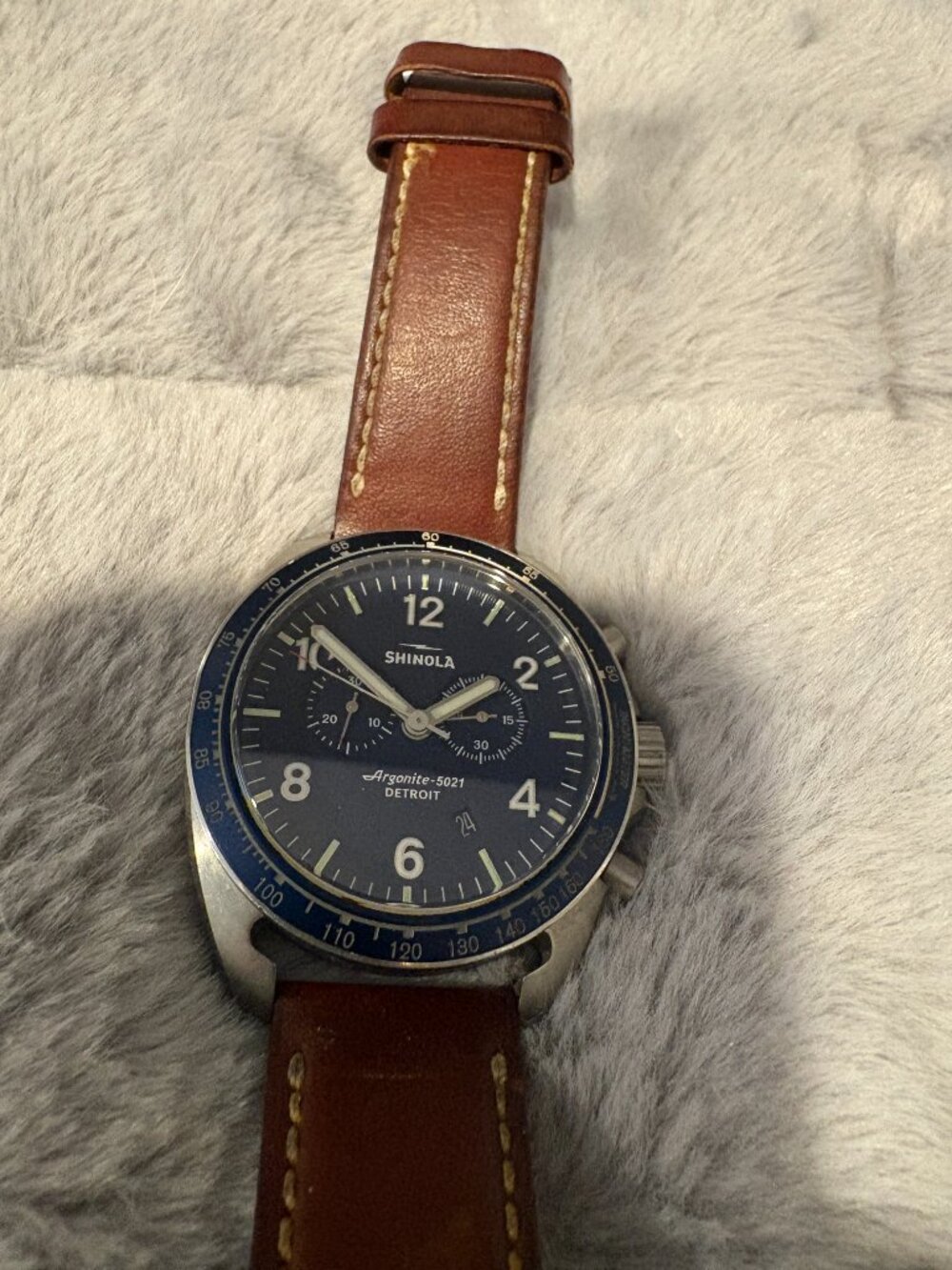 Shinola Argonite-5021 Chronograph Watch in Brown & Black